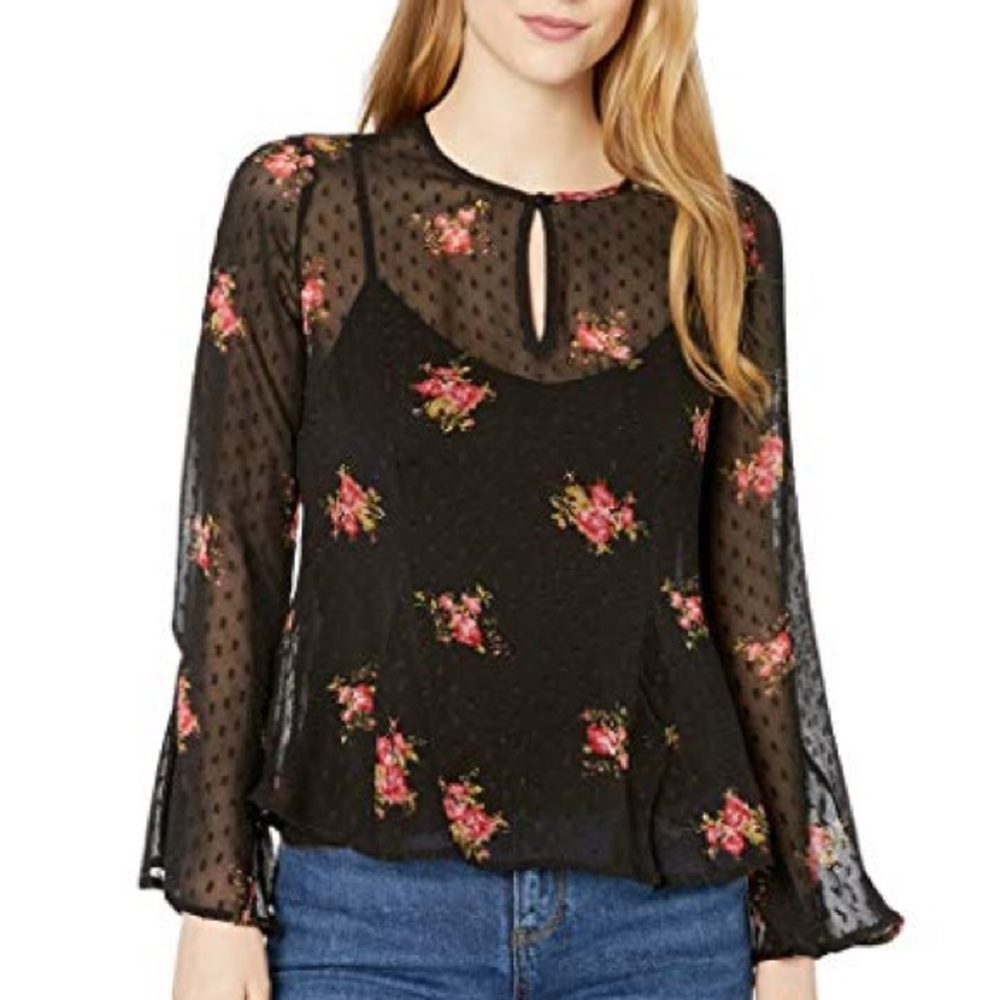 NWT (S) Lucky Brand Printed Peasant Top